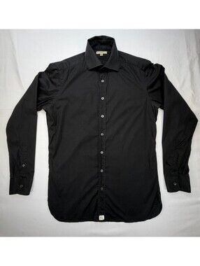 Burberry Men's Dress Shirt Classic Fit Long Sleeve Button-Up Size 14.5 Black